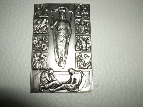 Religiöse relief silberplatte - relief,