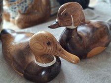 Paar handgeschnitzte Holzenten