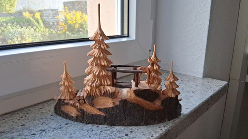 Erzgebirge diorama baumrinde - erzgebirge,